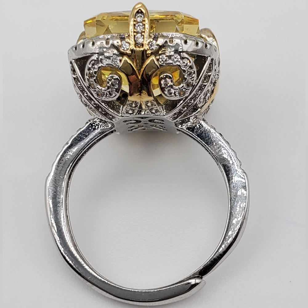 15CTW+ High Carbon Radiant Crushed Ice Lab Yellow Citrine High Czs S925 Ring - Picture 9 of 11